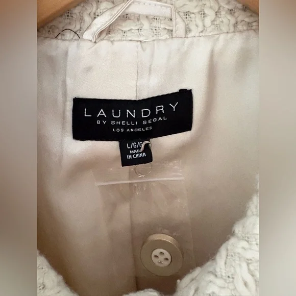 Laundry By Shelli Segal Cream Textured Teddy Jacket - Picture 4 of 7